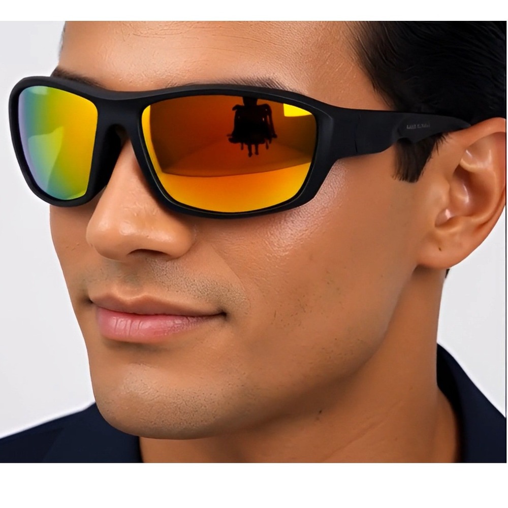 Sport Sunglasses Red Fire Mirrored Lens Driving Fishing Cycling Golfing Men New